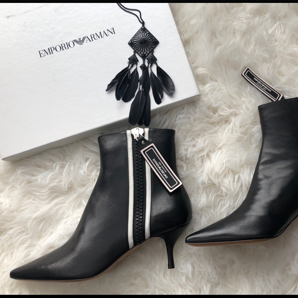 Emporio Armani Ankle Kitten Heel Boots (NWT)